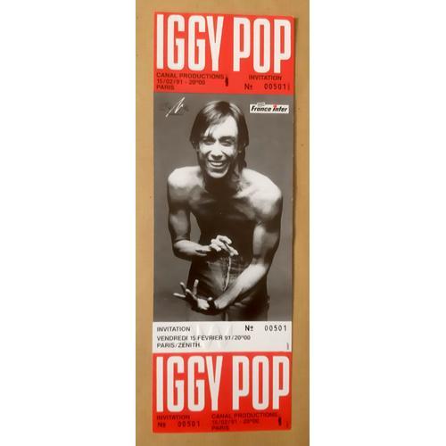 Ticket Billet Unused Place Concert Iggy Pop 1991 Paris on Productcaster.