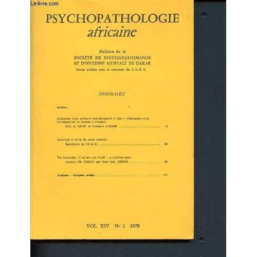 Psychopathologie Africaine. N°1- 1978- Bulletin De La Societe De Ps... on Productcaster.