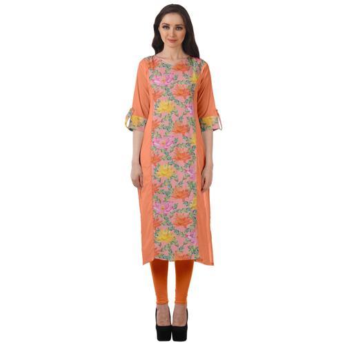 Moomaya Robe Kurti En Coton Imprim Longueur Genou Tunique Col En V ... on Productcaster.