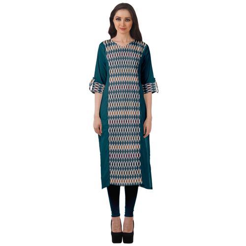 Moomaya Robe Kurti En Coton Imprim Longueur Genou Tunique Col En V ... on Productcaster.