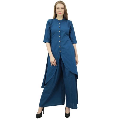 Phagun Solide Vtements Bleu Indien Asymtrique Kurta Kurti Avec Pala... on Productcaster.