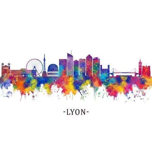 Canevas imprimer Lyon France Skyline = 4067 Impression sur toile DI... on Productcaster.