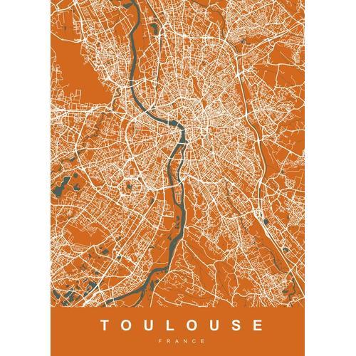 Canevas imprimer Plan de la ville de TOULOUSE Orange=5326 Impressio... on Productcaster.