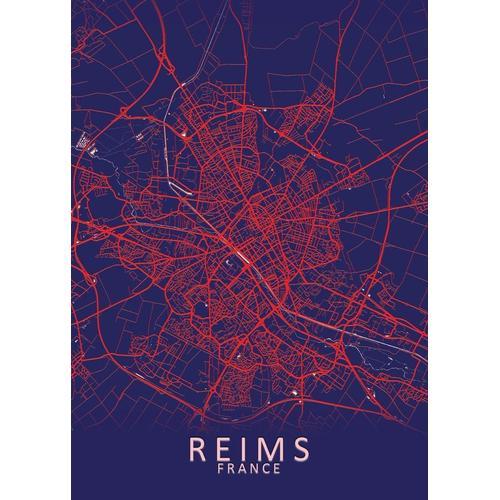 Canevas imprimer Plan de la ville de Reims France = 7561 Impression... on Productcaster.