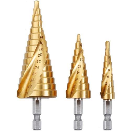 3PCS Foret Fraise Meche Etage, HSS Inox Metal, Triangle Conique Tit... on Productcaster.