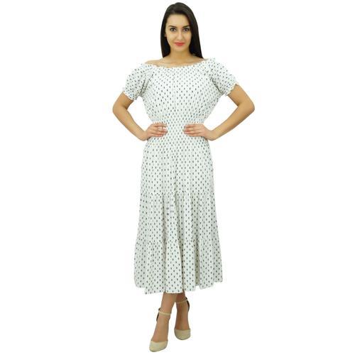 Bimba Floral Smocks De Femmes Taille Coton Maxi Robe D't Chic on Productcaster.