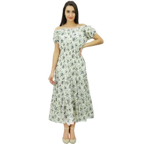 Bimba Floral Smocks De Femmes Taille Coton Maxi Robe D't Chic on Productcaster.