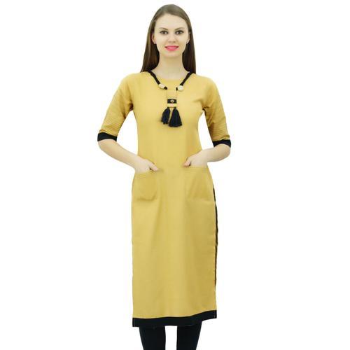 Bimba Tunique Coton Khadi De Femmes Chic Kurta Kurti Avec Des V?Tem... on Productcaster.