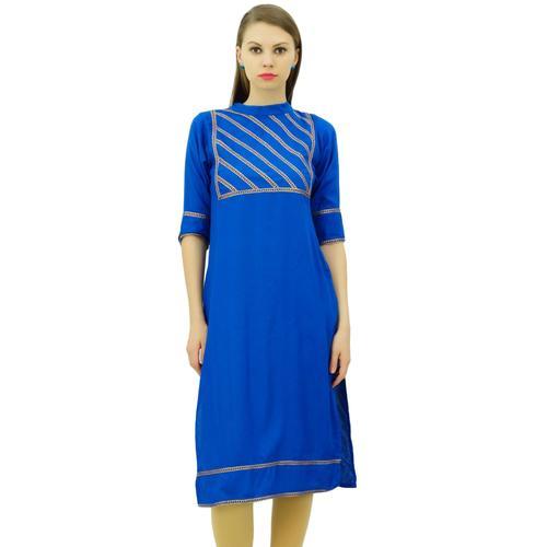 Bimba Femmes Designer Tunique Rayonne Dentelle Yoke Kurtis Top Blou... on Productcaster.