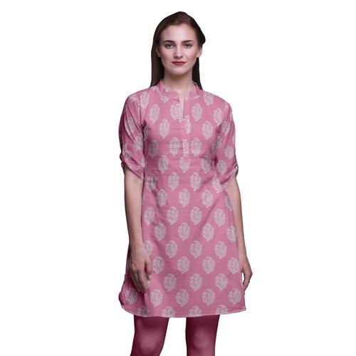 Bimba Retrousser Les Manches Kurti Pour Femmes Hauts Kurti Col Mand... on Productcaster.