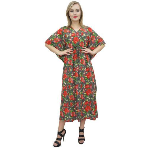 Bimba Floral Maxi Peach Long Kaftan Coton Coverup Robe De Demoisell... on Productcaster.