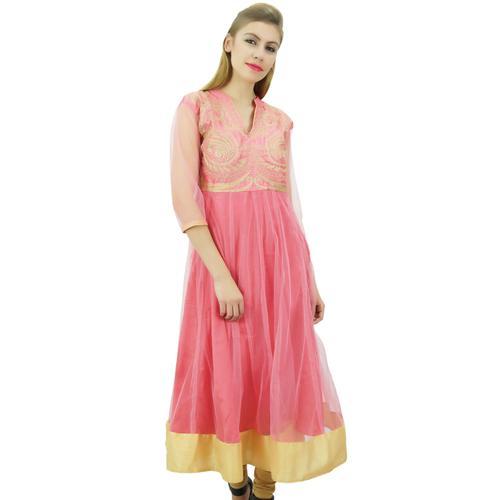 Bimba Anarkali Femmes Designer Wedding Dress Embroide Net Kurta - 36 on Productcaster.