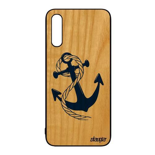 Coque En Bois Pour Samsung A50 Silicone Ancre Bleu De Bateau N Ud F... on Productcaster.