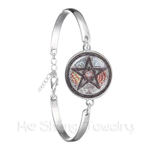 Bracelet Pentacle Classique Avec Arbre De Vie, Cabochon En Verre, B... on Productcaster.