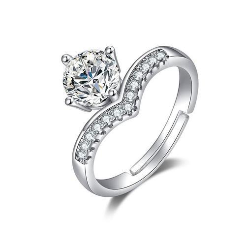 Bagues En Zircon Pour Femmes, Plaqué Argent, Classique, Aaa Cz, À L... on Productcaster.