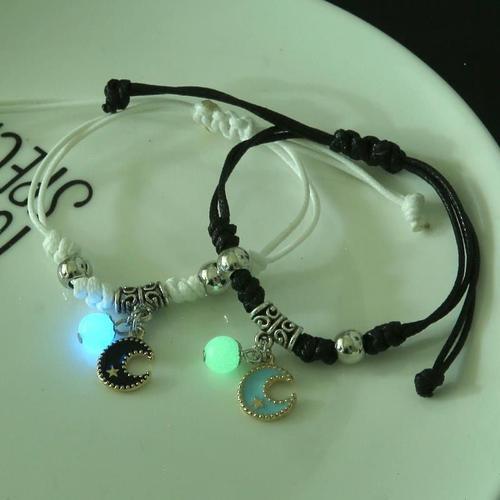 Bracelet En Ulréglable Pour Couple, Lune Shoous, Étoile, Chat, C?ur... on Productcaster.