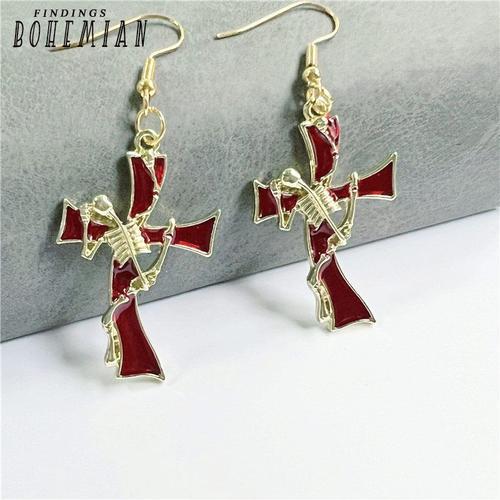 Boucles D'oreilles Gothiques De Style Punk, Motif De Croix, Crâne, ... on Productcaster.