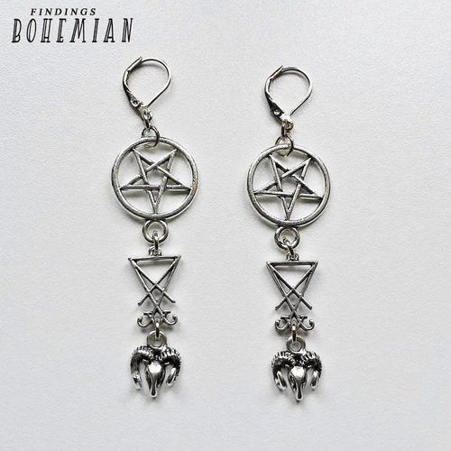 Goth-Ensemble De Boucles D'oreilles Tête De Chèvre Pour Femme, Pent... on Productcaster.