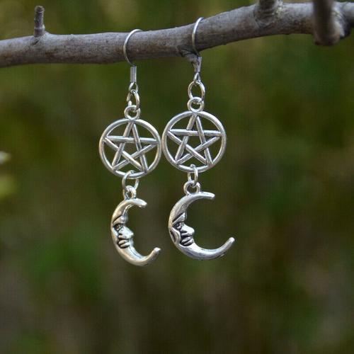 Boucles D'oreilles Gothiques, Croissant, Lune, Étoile, Pentagramme,... on Productcaster.