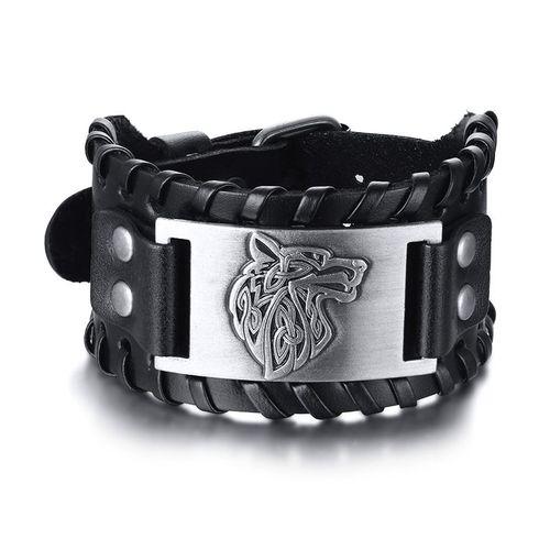 Bracelet En Cuir Vintage Viking Pour Hommes, Totem, Loup Fenrir, Tê... on Productcaster.