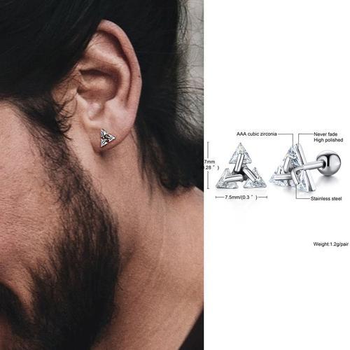 Boucles D'oreilles À Clous Pour Hommes, En Forme Triangle, En Crist... on Productcaster.