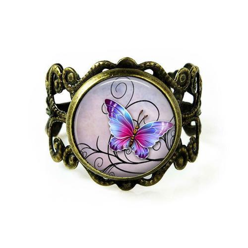 Bague En Verre D'argent Antique D'halloween, Pentagramme Violet, Ho... on Productcaster.