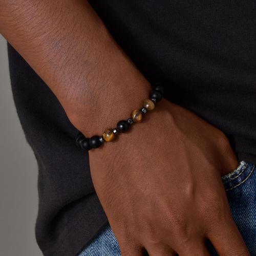 Bracelets Empilables En Cuir Avec Pierre Oeil De Tigre Pour Hommes,... on Productcaster.