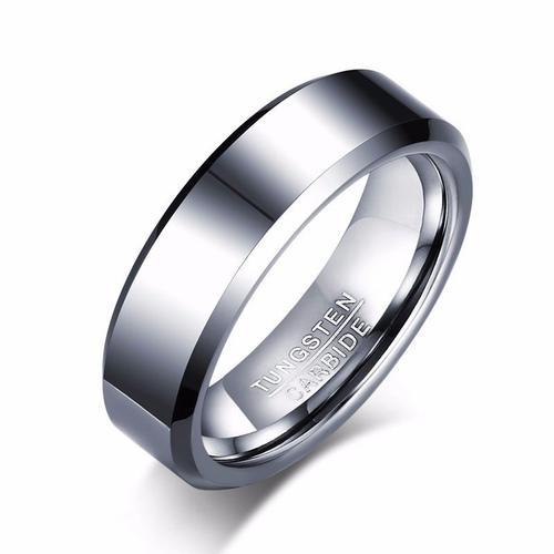 Bague De Mariage En Tungstène Noir Biseauté Pour Hommes, 6mm on Productcaster.