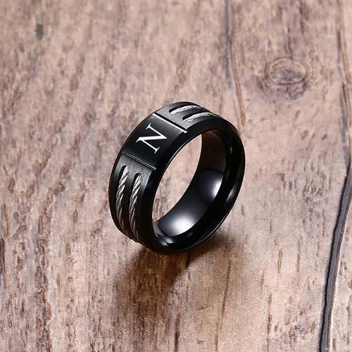 Anneau Initial Des Hommes Noirs De Mn, Bandes De Mariage Imperméabl... on Productcaster.