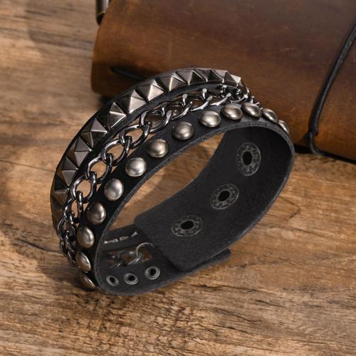 Bracelets À Rivets Punk Rock Pour Hommes, Bracelet Large Gothique, ... on Productcaster.