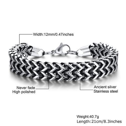 Bracelet Élégant En Acier Inoxydable Bali Foxtail Pour Homme, Doubl... on Productcaster.