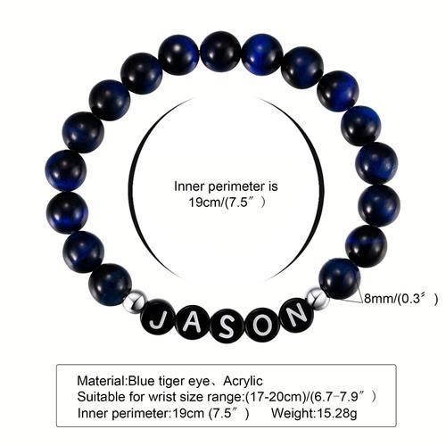 Bracelet En Lapis Lazuli Avec Nom Personnalisé Pour Homme, Bijou En... on Productcaster.