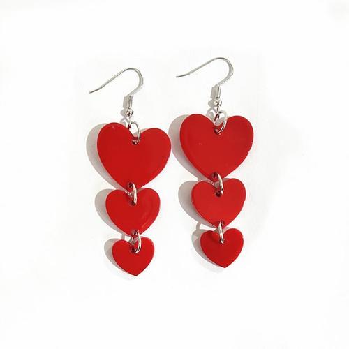 Boucles D'oreilles Coeur Rouge, Boucles D'oreilles Coeur Scintillan... on Productcaster.