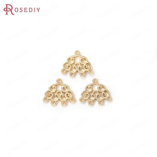 10 Pièces 24k Boucles D'oreilles En Laiton Couleur Or Connecter Bre... on Productcaster.