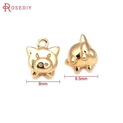 Pendentifs En Laiton Couleur Or 18k, 10 Pièces, Lapin, Cochon, Ours... on Productcaster.