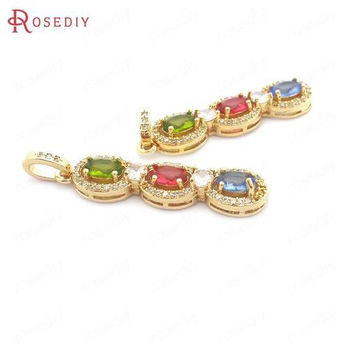 Colliers En Laiton Et Zircon Couleur Or 24k, 2 Pièces, 40x8mm, Conn... on Productcaster.