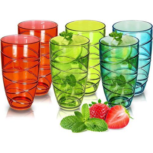 Transparent,Coloré Verre À Eau - Pack De 6 Verres Colorés En Plasti... on Productcaster.