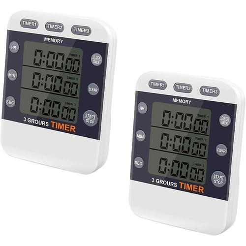 2x Minuterie Numérique 100 Heures Triple Compte À Rebours/Horloge M... on Productcaster.