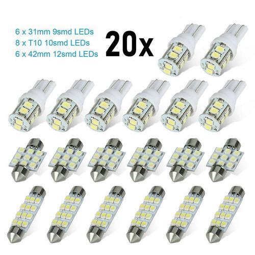 Ampoule Led 20x Combo Pour L'intérieur De La Voiture, Lumière Intér... on Productcaster.