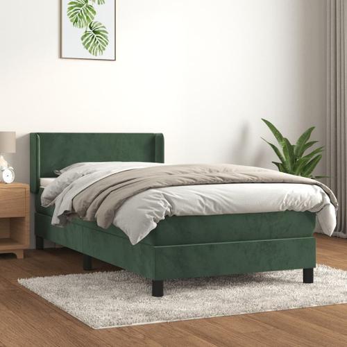 Vidaxl Sommier À Lattes De Lit Avec Matelas Vert Foncé 90x190 Cm on Productcaster.