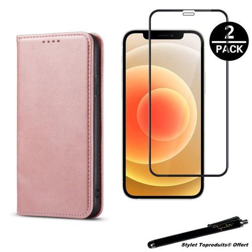 Etui Portefeuille Rose Pour Iphone 12 Pro Max Housse À Fermeture Ma... on Productcaster.