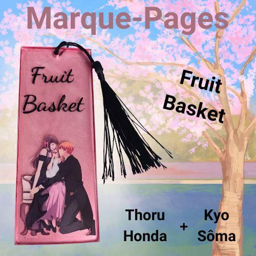 Marque-Pages Fruit Basket "Thoru + Kyo" Fond Rose En Résine Époxy on Productcaster.