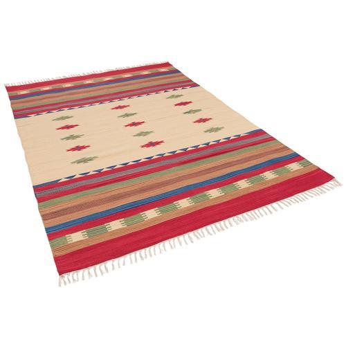 Pergamon Kelim Lina - Tapis Naturel En Coton - Tendance Rouge Rouge... on Productcaster.