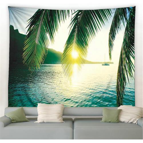 Arbre Tropical Plage Mur Suspendu Croix Coucher De Soleil Mer Tapis... on Productcaster.