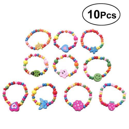 Bracelets En Bois Colorés Pour Enfants, 10 Pièces, Lot Mélangé De P... on Productcaster.