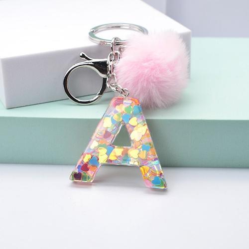 Porte Clés Pompon Rose Avec Lettres, Multicolore, Paillettes, Dégra... on Productcaster.