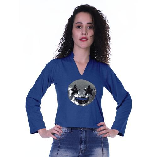 Moomaya Top V-Cou Pice Smiley W / Sequin Femmes Tunique Manches Lon... on Productcaster.