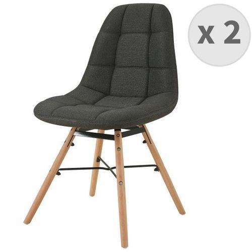 Uma - Chaise Scandinave Tissu Gris Anthracite Pieds H?Tre (X2) on Productcaster.