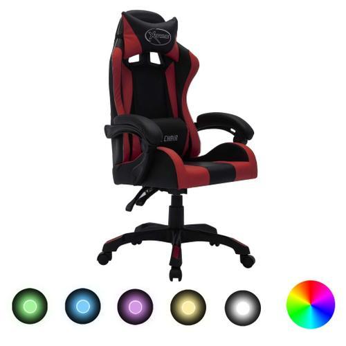 Vidaxl Fauteuil De Jeux Vidéo Avec Led Rvb Bordeaux Et Noir Similic... on Productcaster.