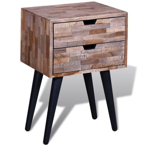 Vidaxl Table De Chevet Avec 2 Tiroirs Bois De Teck Recyclé on Productcaster.